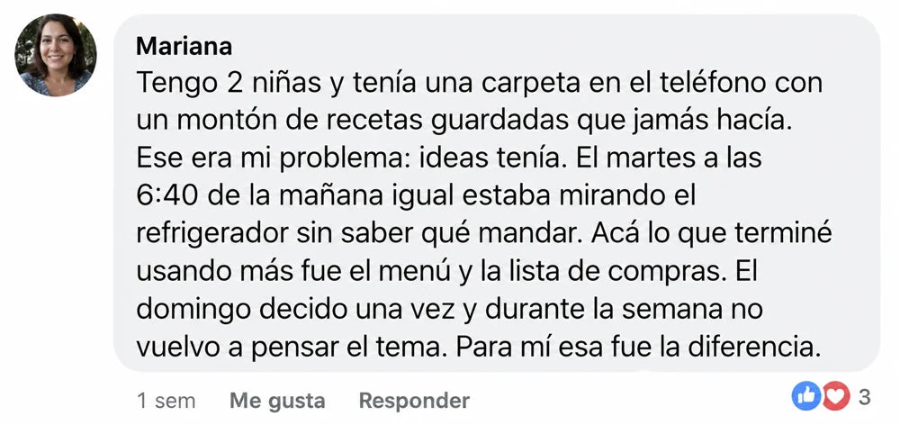 Mensaje de una compradora